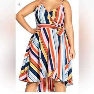 NWT City Chic Freedom Stripe Wrap Dress Size 16